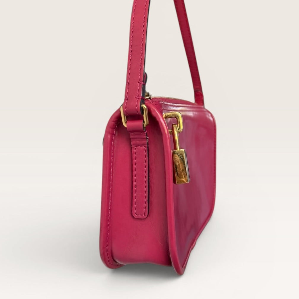 Vintage Loewe Red Patent Leather Padlock Shoulder Bag