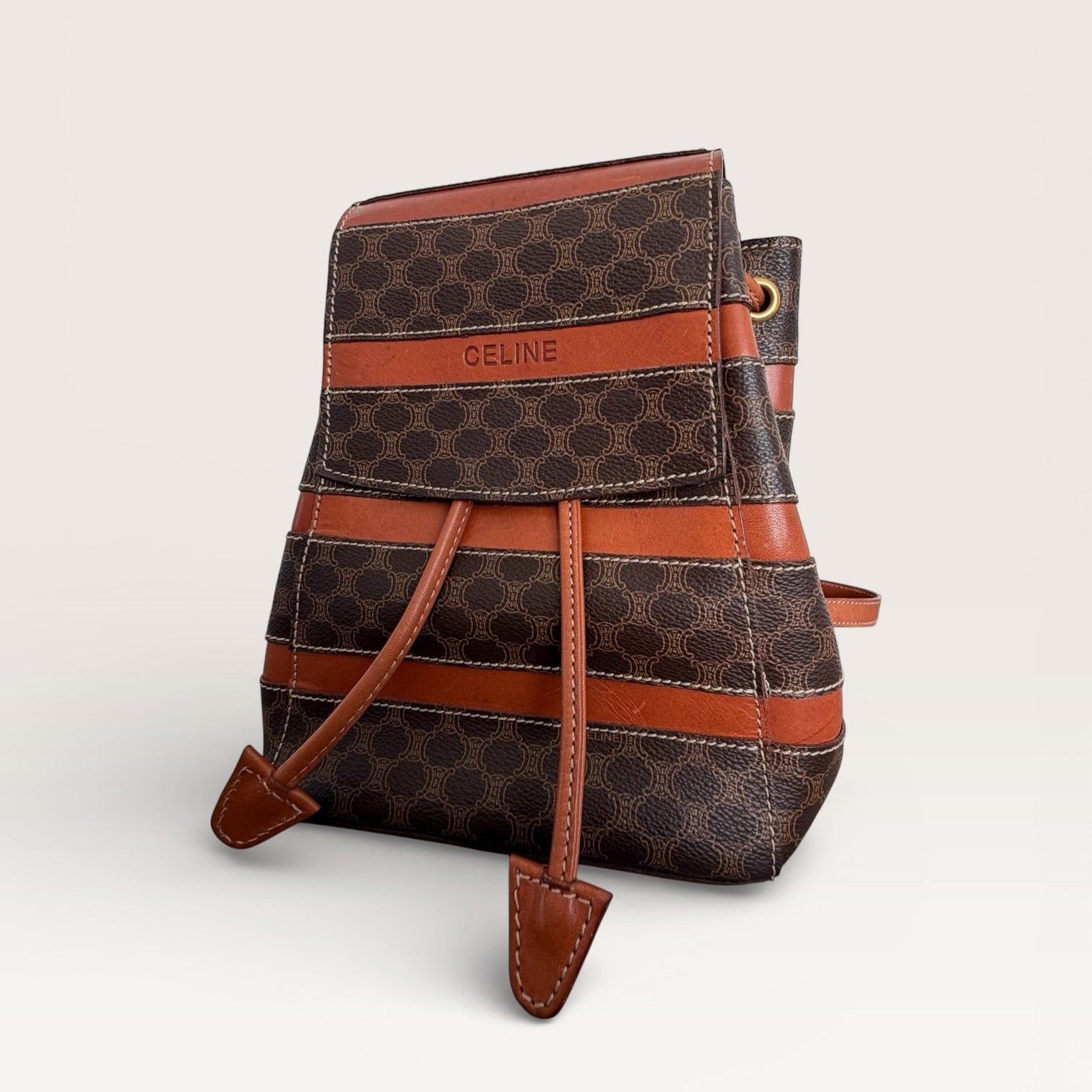 Vintage Celine Macadam Canvas & Leather Backpack