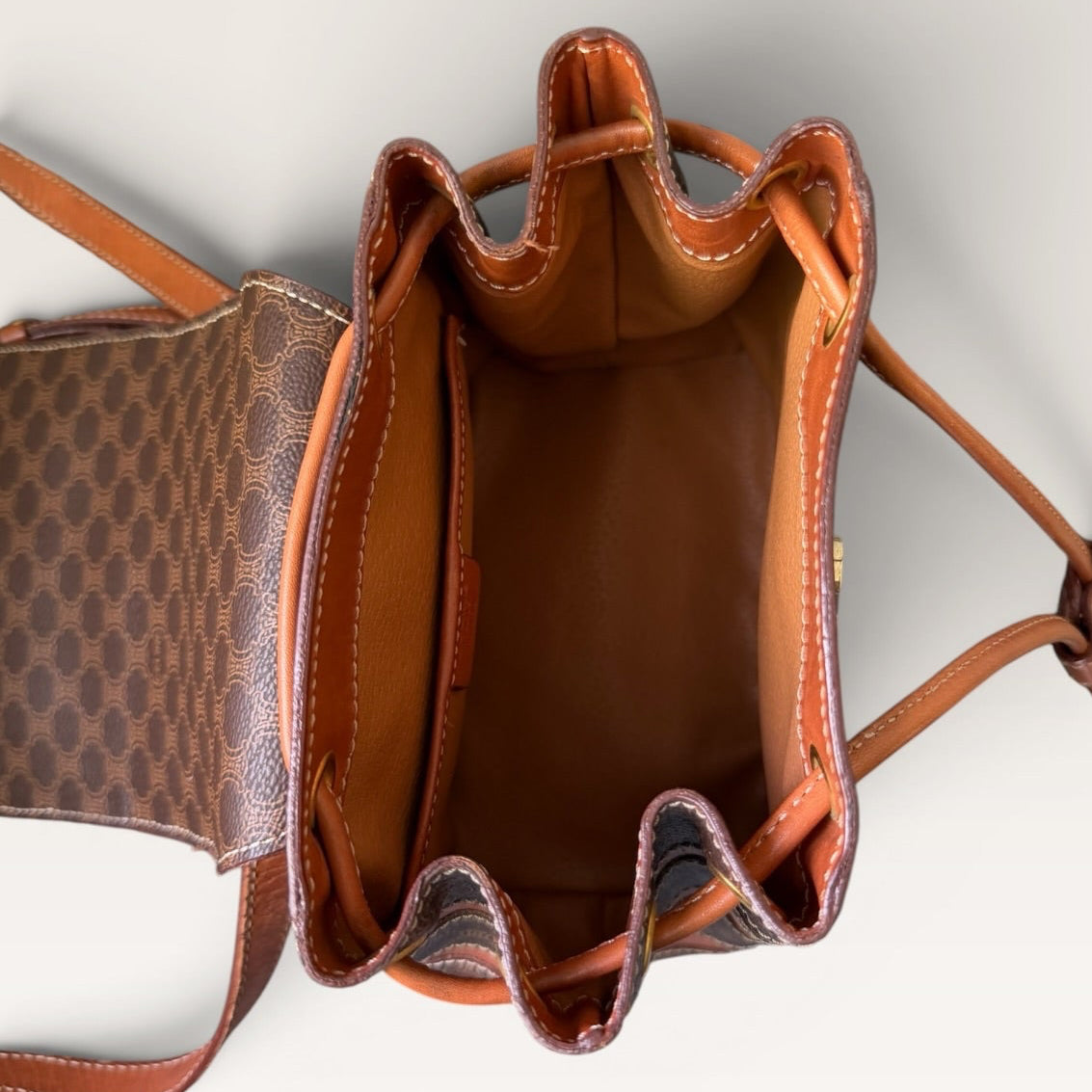 Vintage Celine Macadam Canvas & Leather Backpack