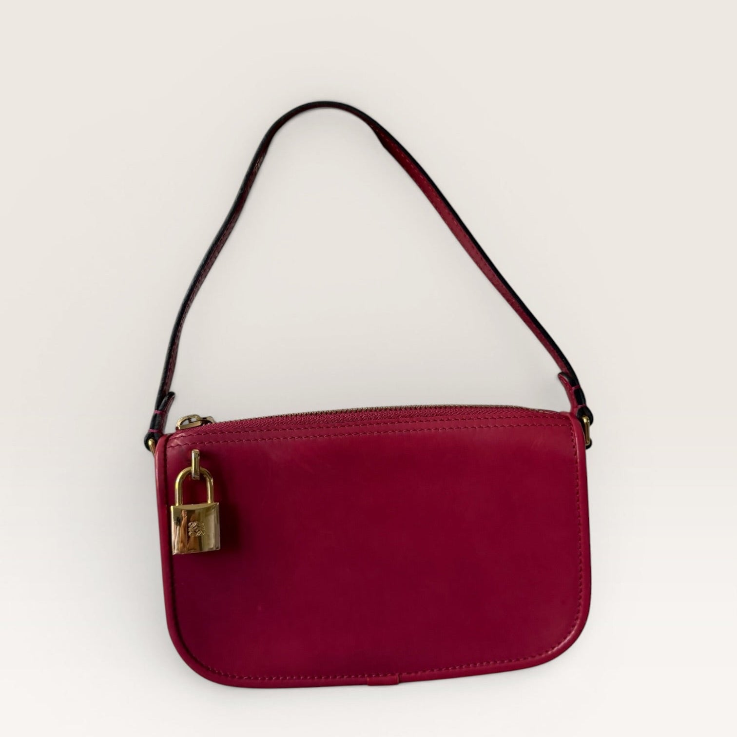 Vintage Loewe Red Patent Leather Padlock Shoulder Bag
