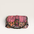Just Cavalli Pink Python & Leopard Print Chain Shoulder Bag