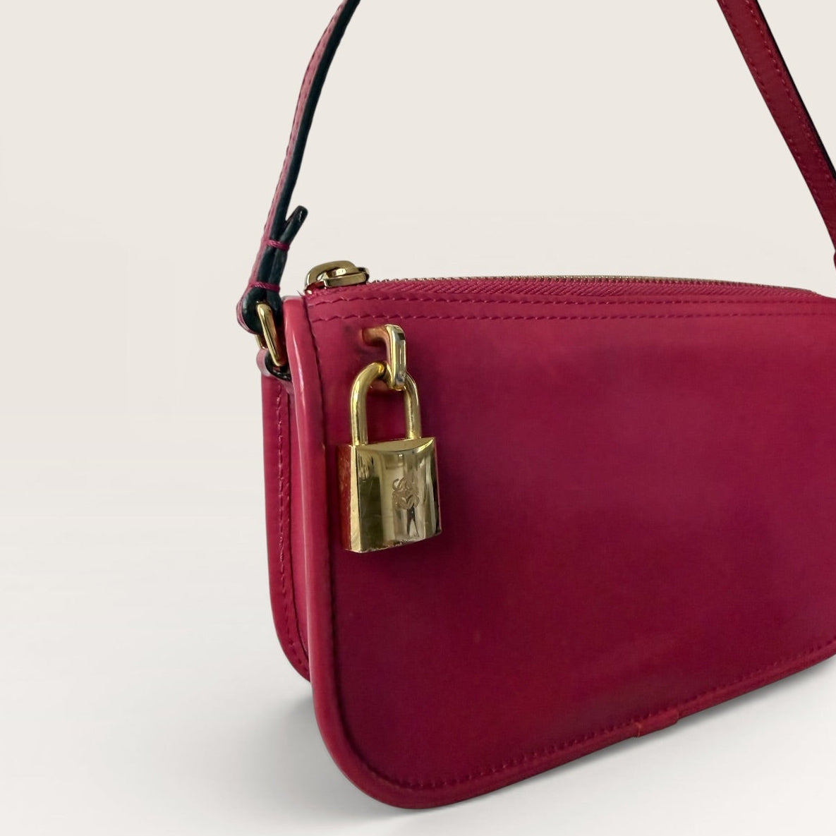 Vintage Loewe Red Patent Leather Padlock Shoulder Bag