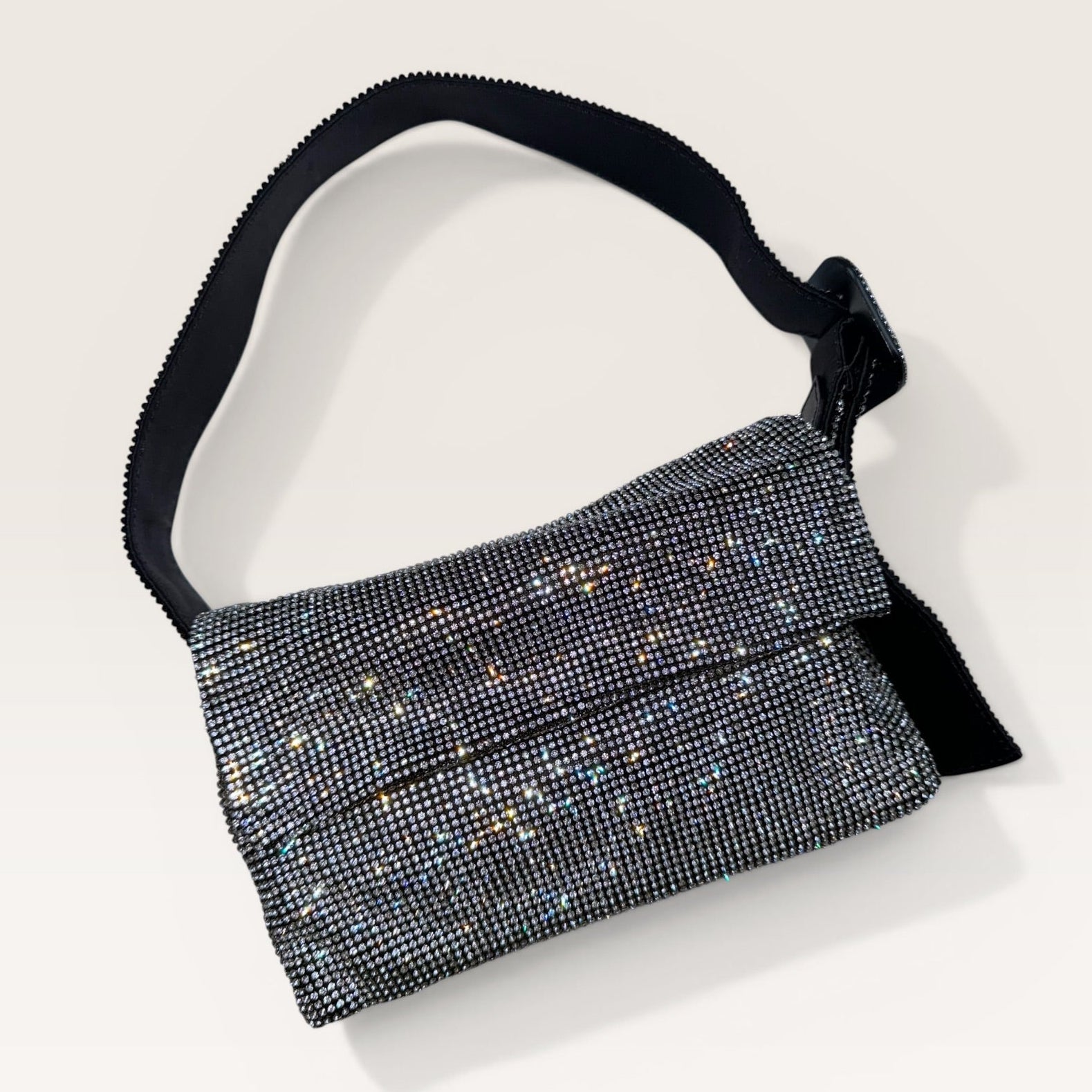 Crystal embellished shoulder bag view of the front