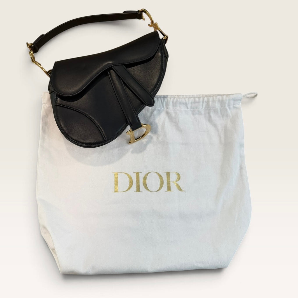 Christian Dior Mini Saddle Bag in Black Smooth Calfskin