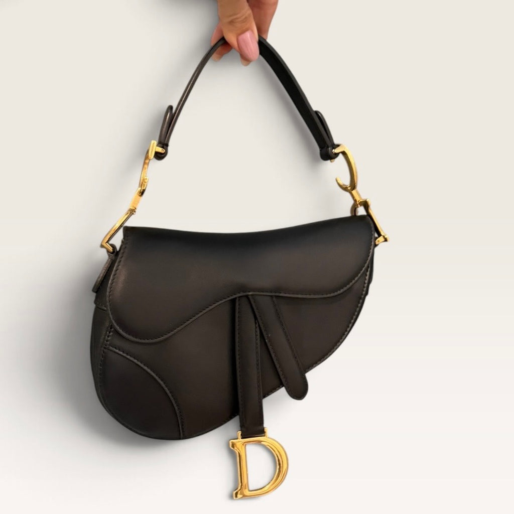 Christian Dior Mini Saddle Bag in Black Smooth Calfskin