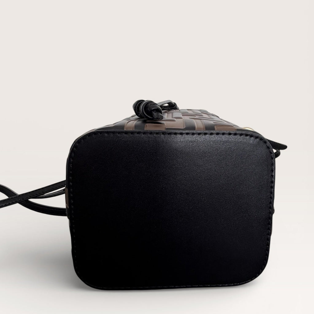 Fendi Mon Tresor Mini Bucket Bag in Brown FF Embossed Leather