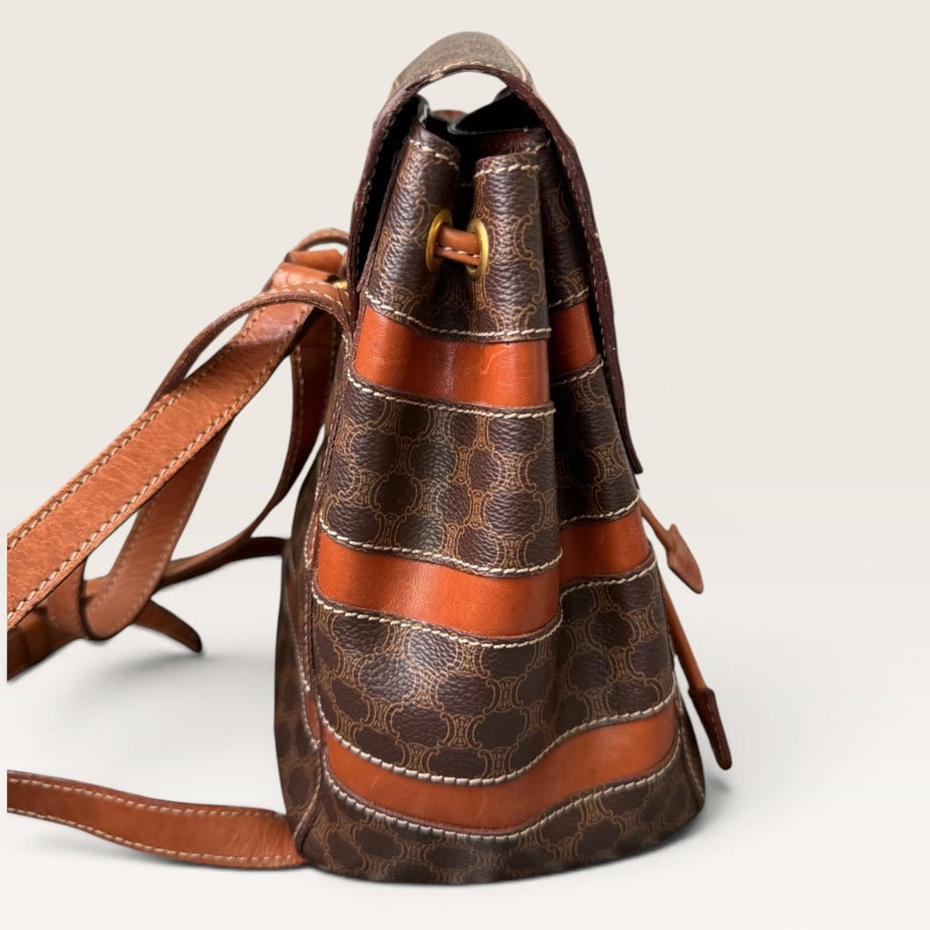 Vintage Celine Macadam Canvas & Leather Backpack