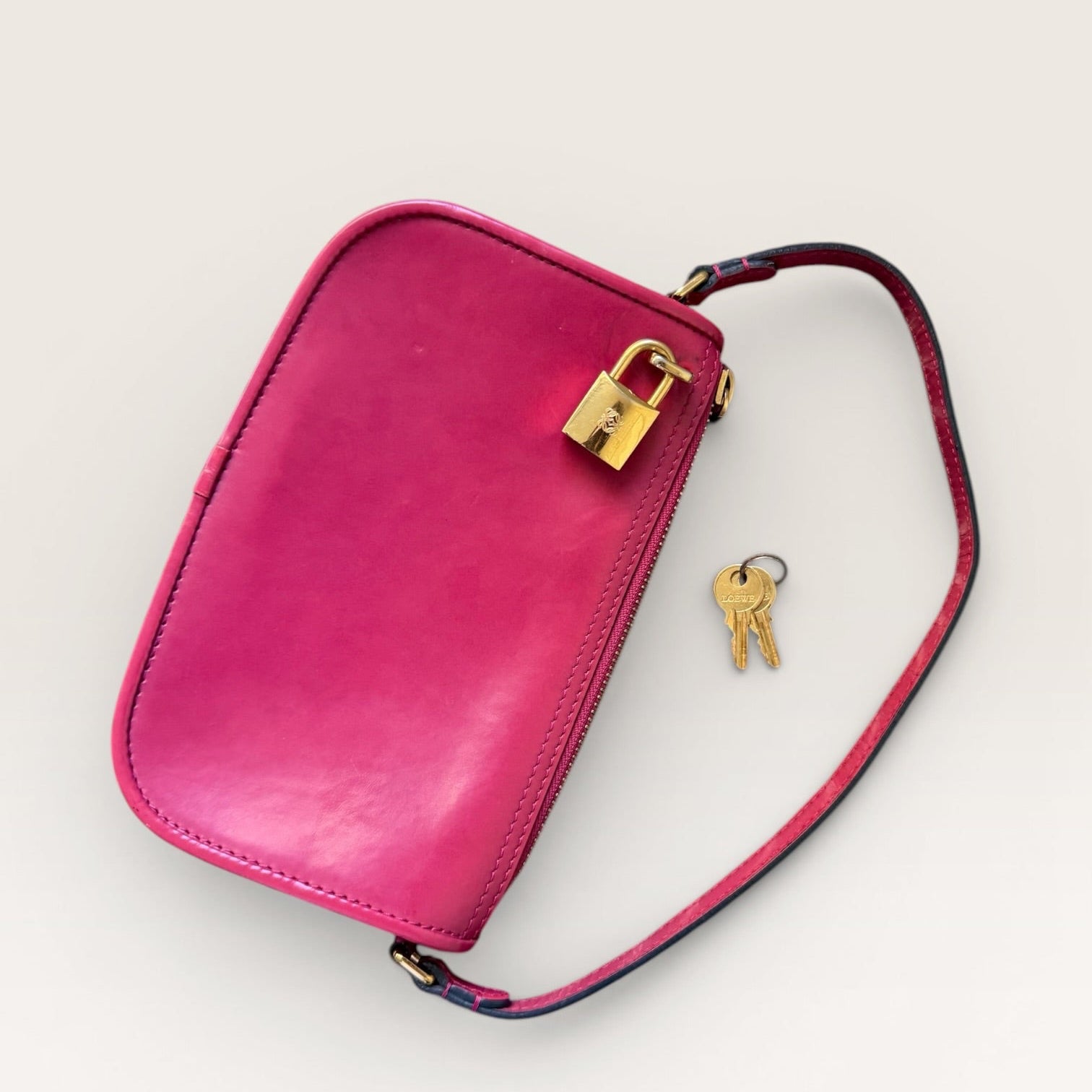 Vintage Loewe Red Patent Leather Padlock Shoulder Bag