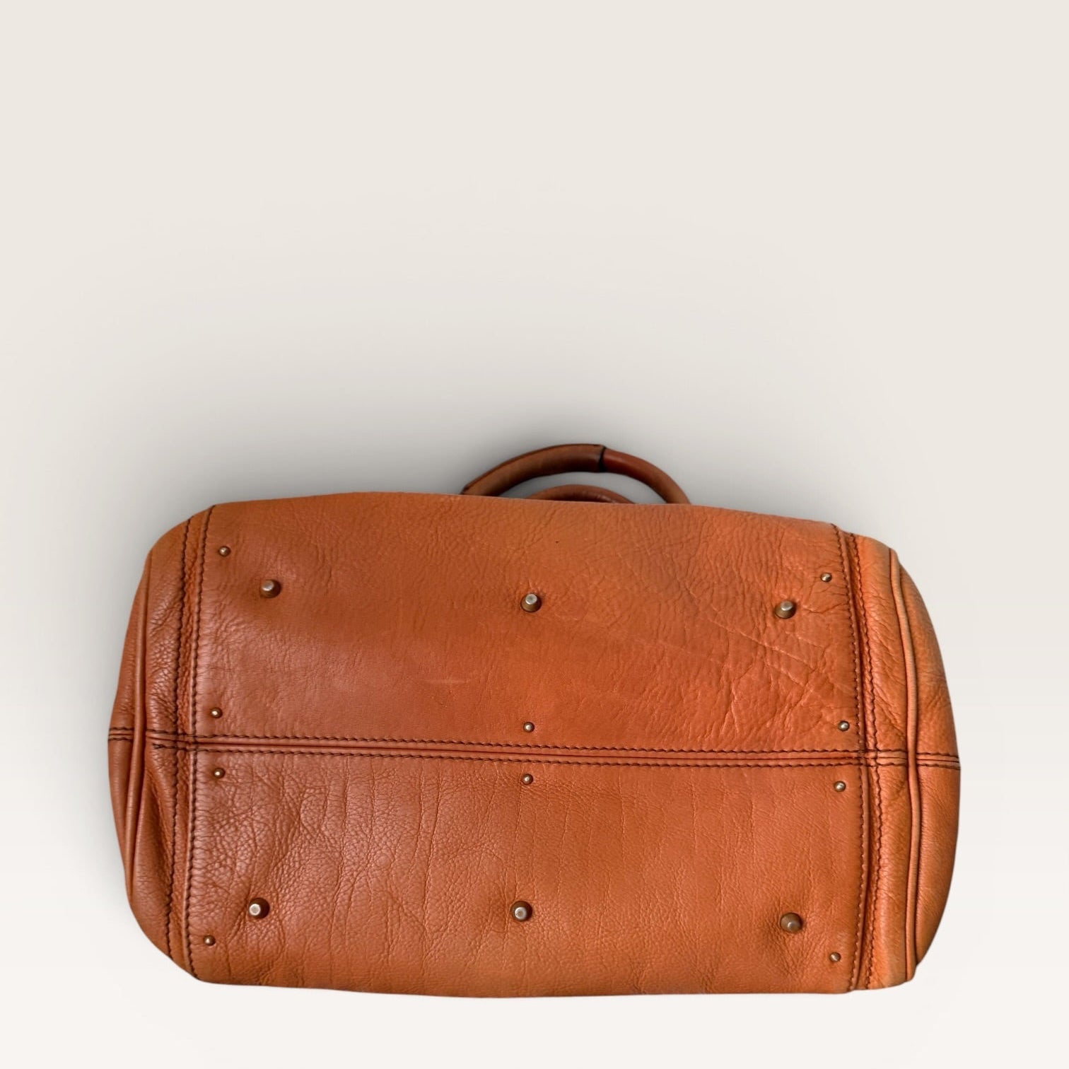 Vintage Chloé Paddington Bag Camel Brown Leather Satchel Gold Lock Y2K