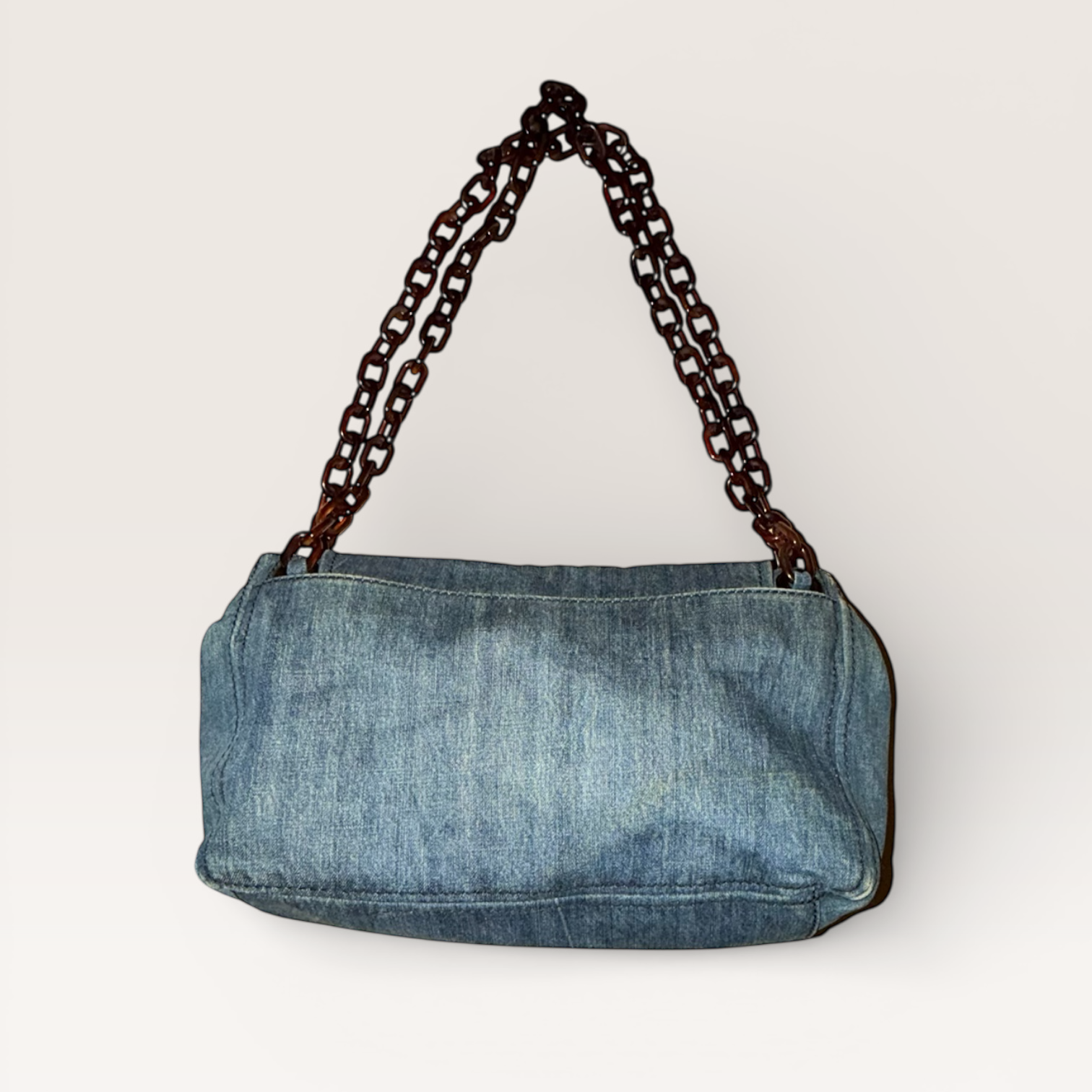 Prada denim shoulder bag back 