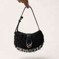 front view of Staud beaded buckle bag