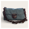 Denim vintage Prada shoulder bag With tortoiseshell chain croc buckle