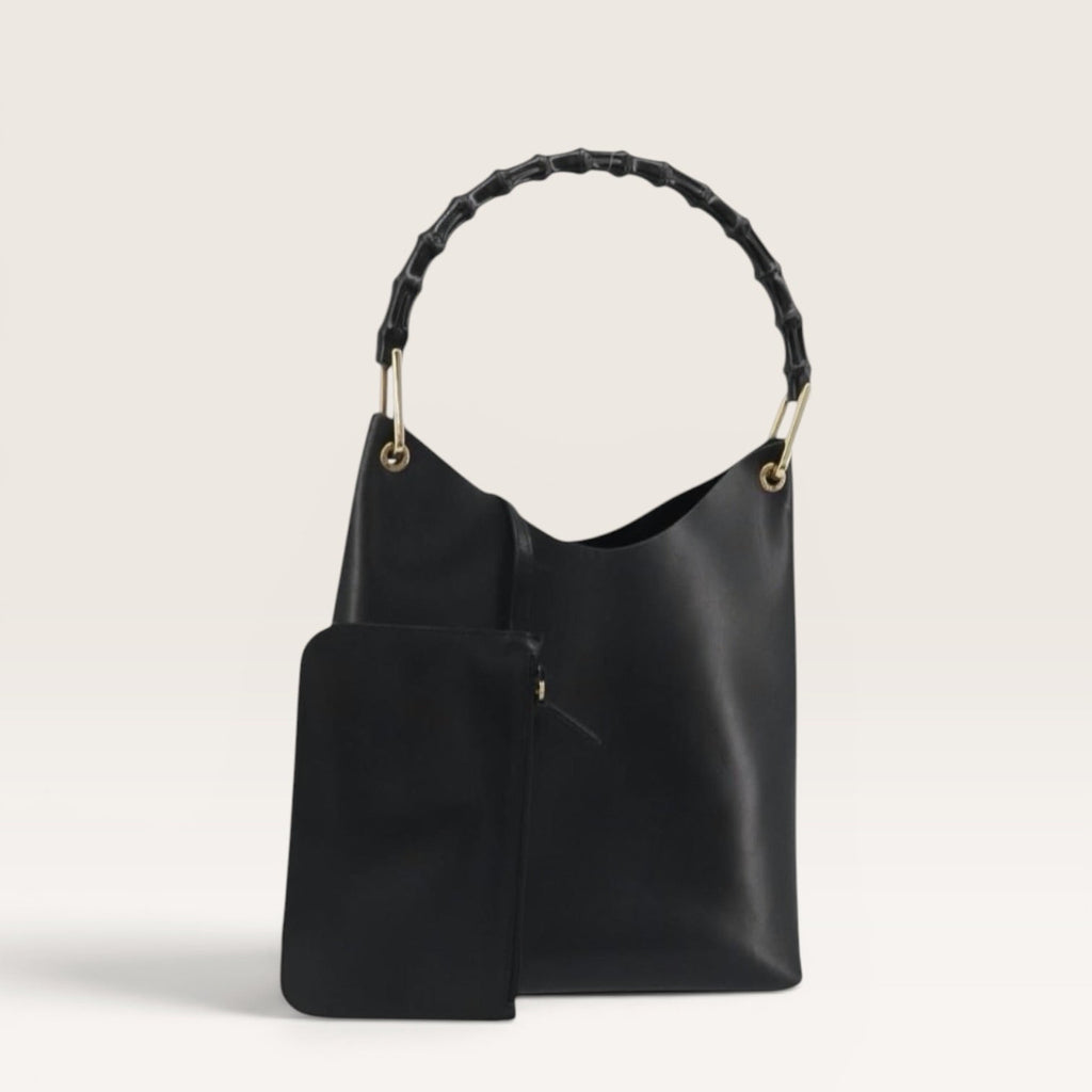 Gucci Bamboo Handle Black Leather Structured Tote