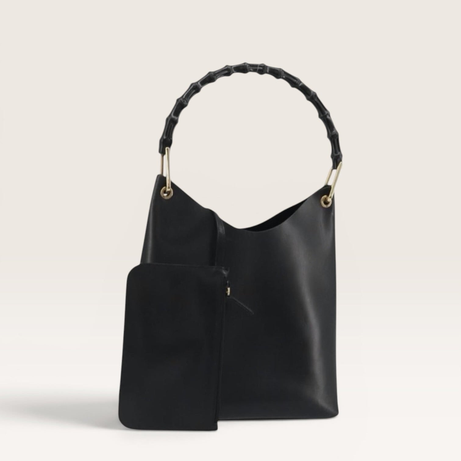 Gucci Bamboo Handle Black Leather Structured Tote