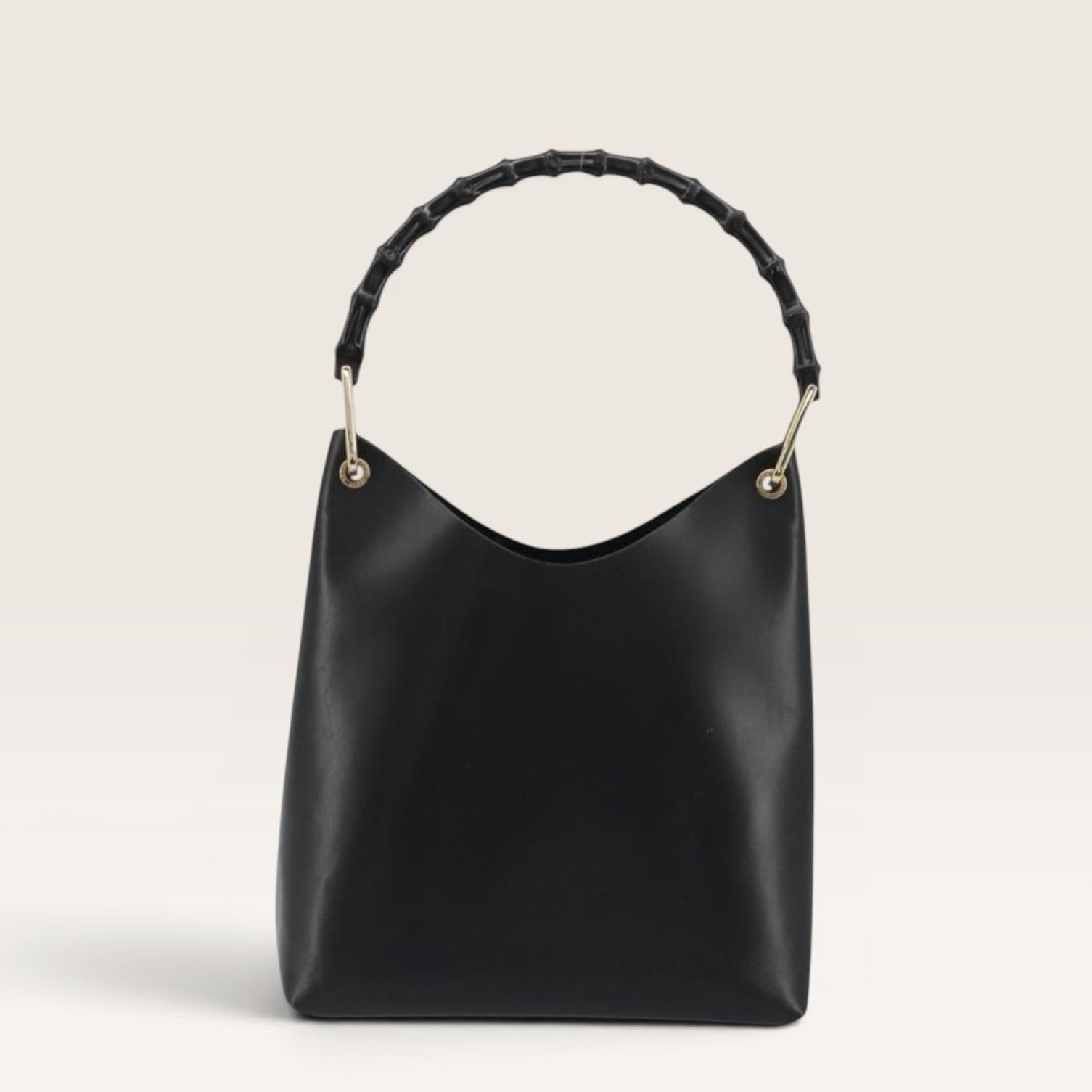 Gucci Bamboo Handle Black Leather Structured Tote