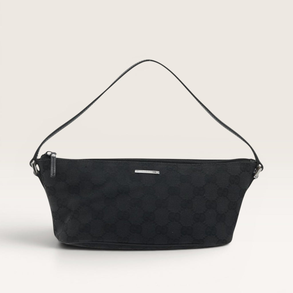Gucci GG Canvas Boat Pochette Black Mini Shoulder Bag Y2K Vintage