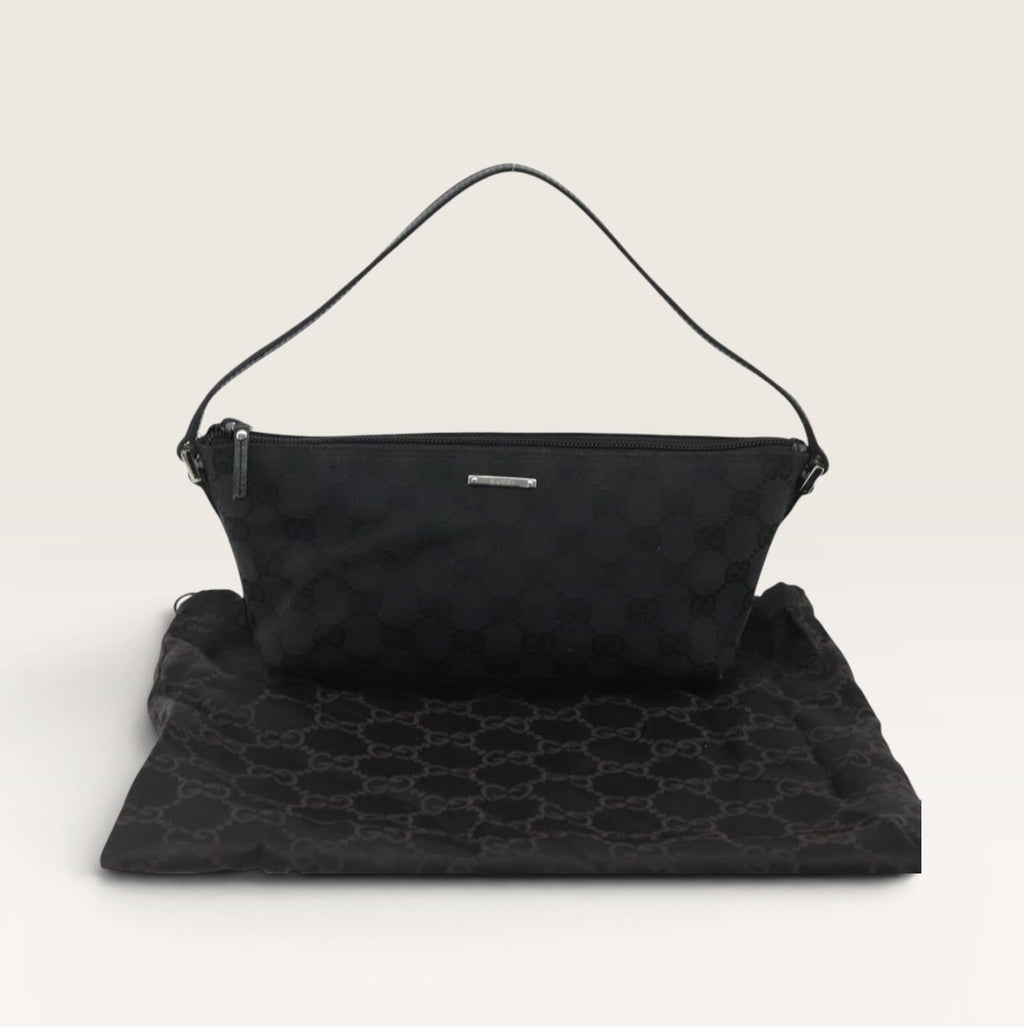 Gucci GG Canvas Boat Pochette Black Mini Shoulder Bag Y2K Vintage