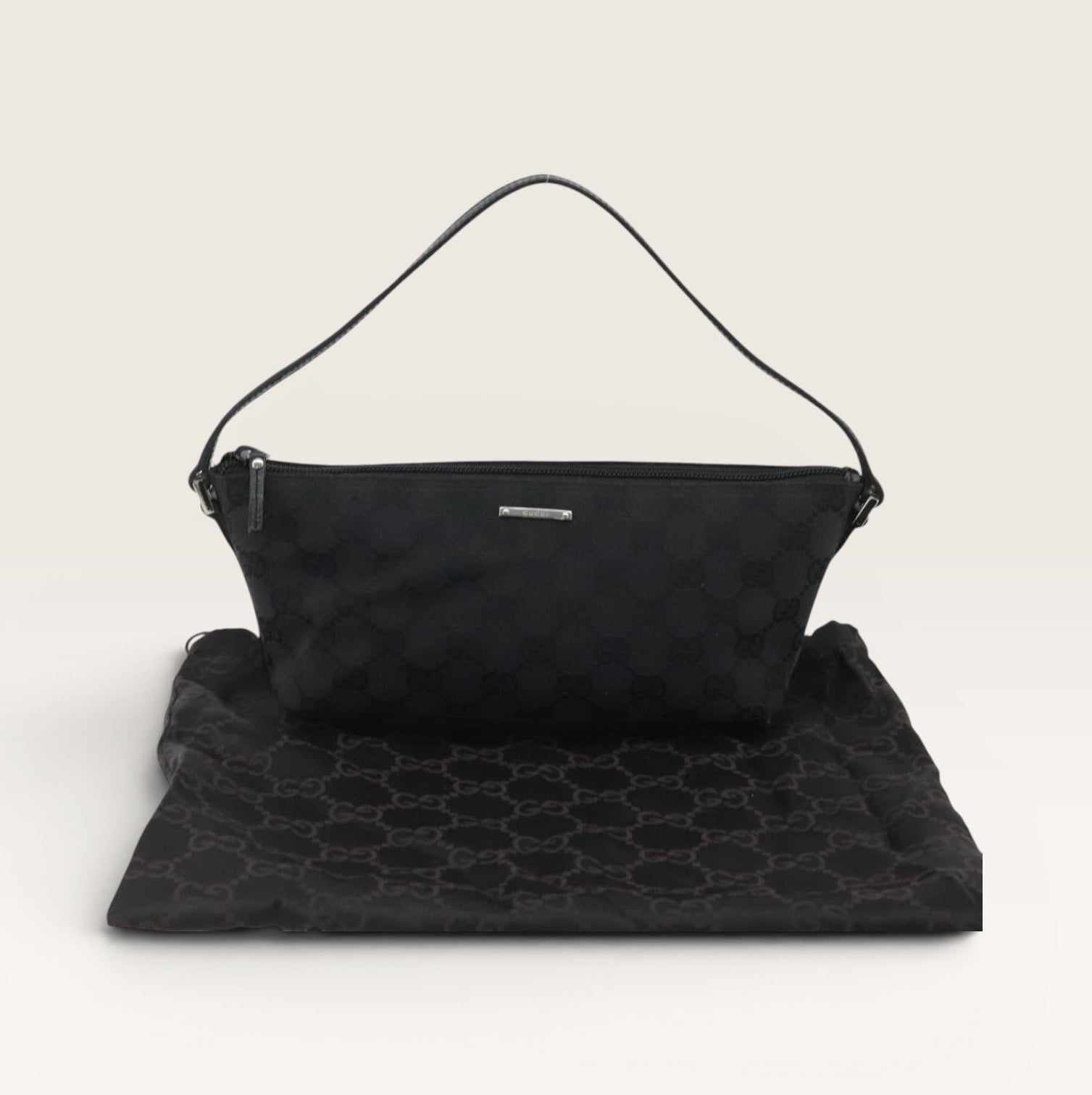 Gucci GG Canvas Boat Pochette Black Mini Shoulder Bag Y2K Vintage