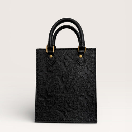 Louis Vuitton petit sac plat black empreinte mini tote back view 