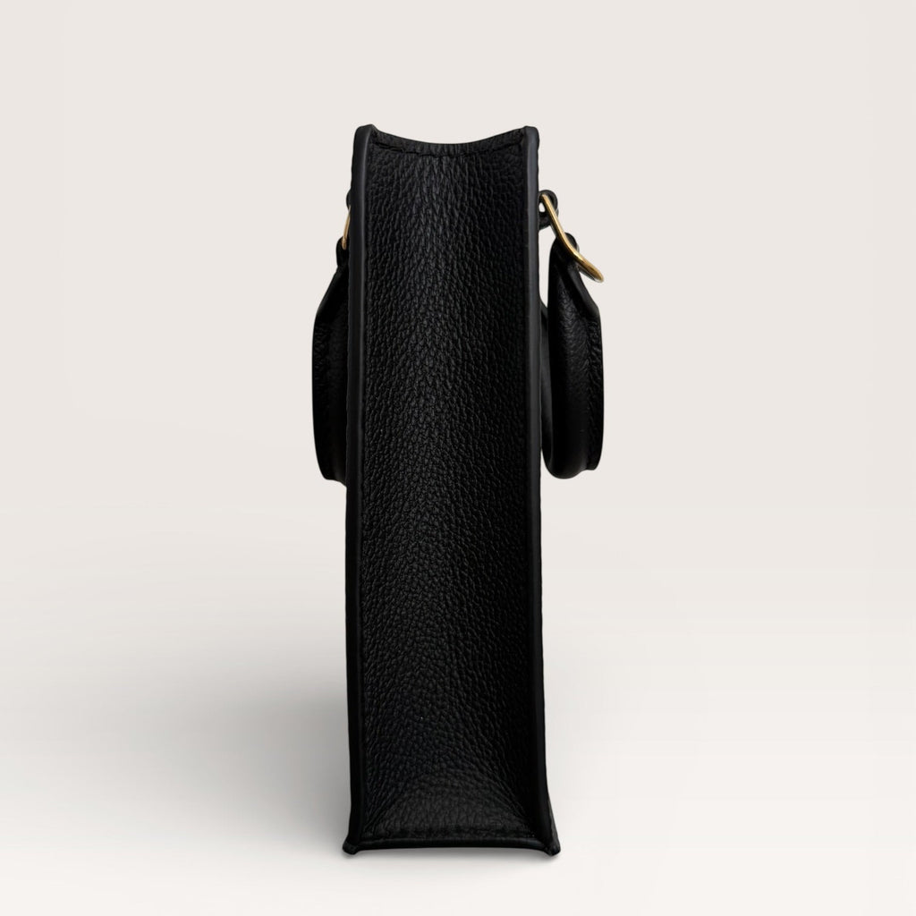 Louis Vuitton petit sac plat black empreinte mini tote side view 1
